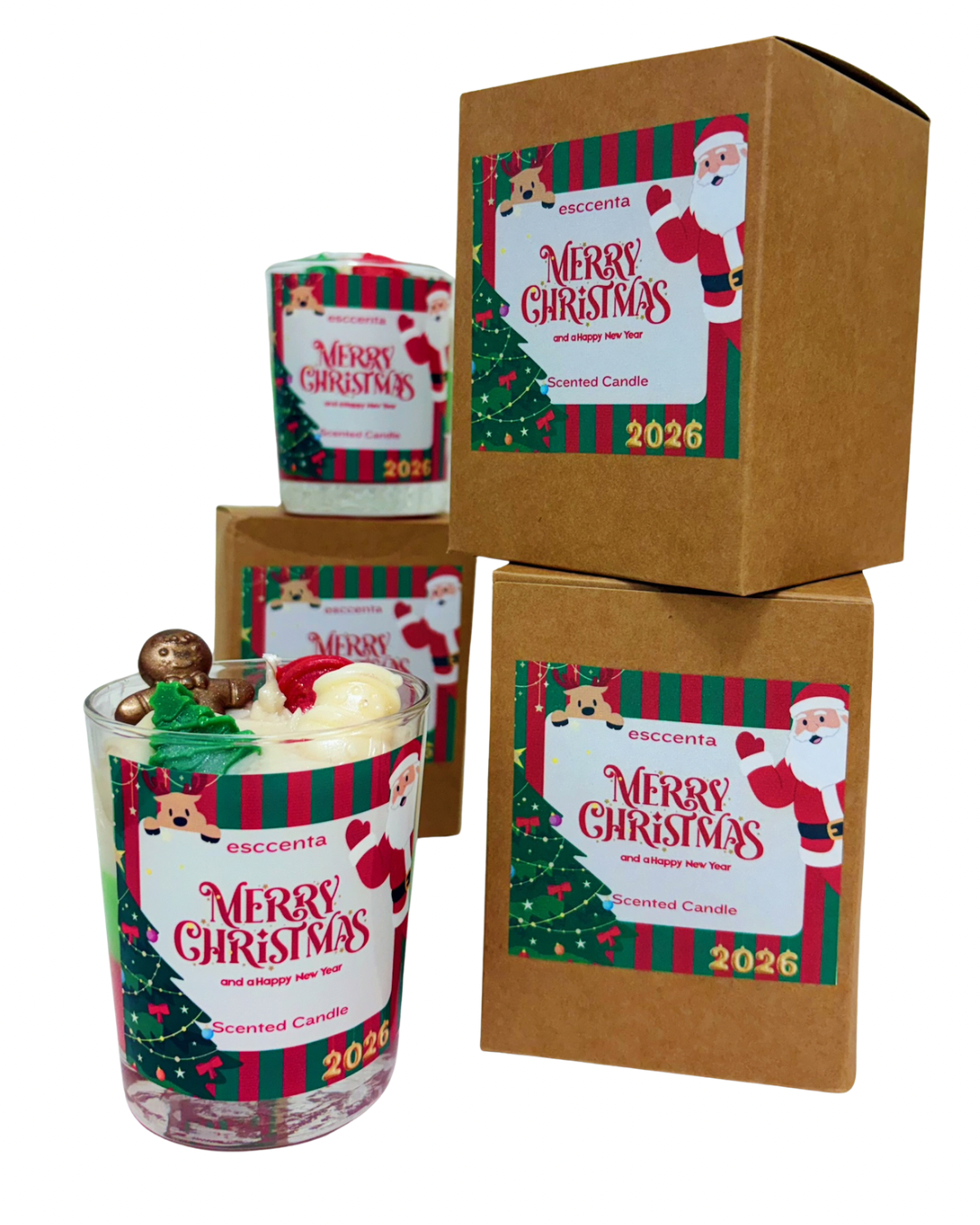 Candle - Merry Christmas & Happy New Year- LARGE (KOURABIES)